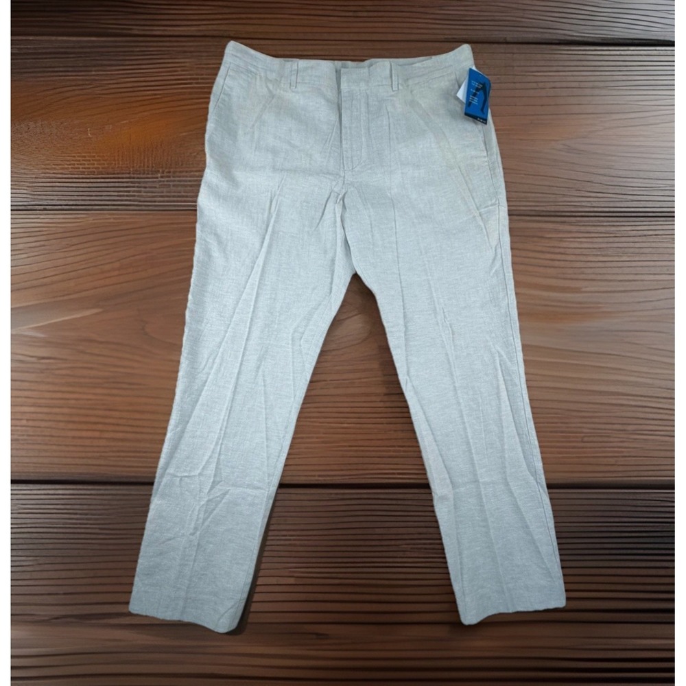 NWT Perry Ellis Portfolio Men's Pants Sz 38x30 Slim Natural Linen Blend $95 NEW